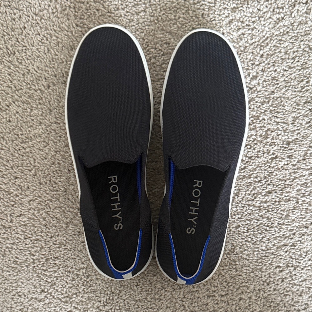 Rothy's Women’s Black with blue stripe Slip-On Loafers